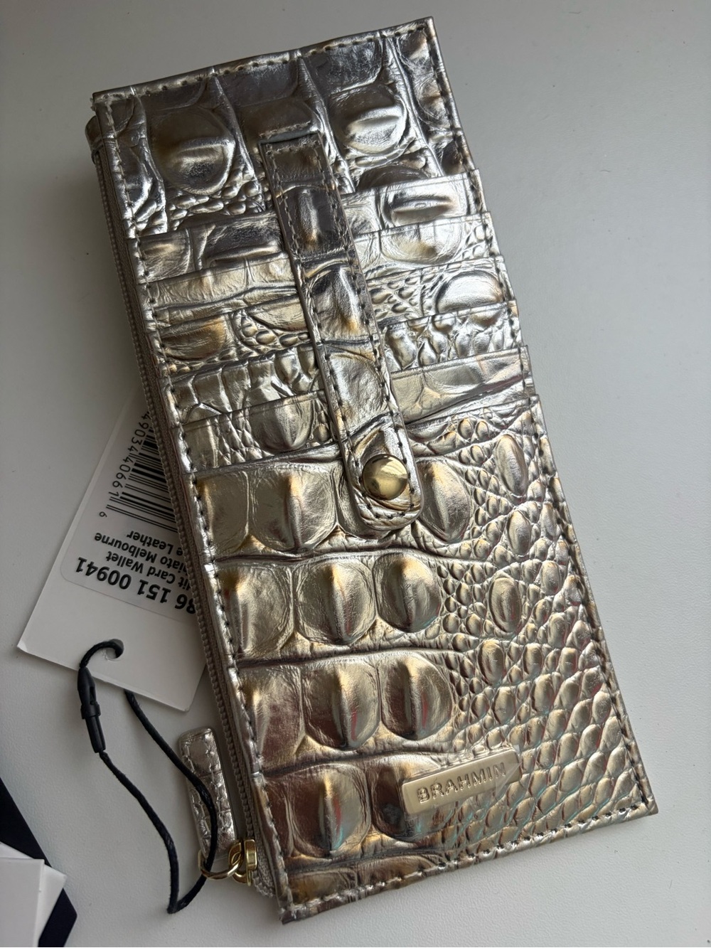 NWT Brahmin Macchiato Melbourne Silver Credit Card Wallet - Picture 3 of 13